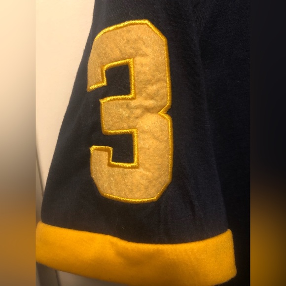 GHYUGR Men's Golf Polo Shirt Navy Blue & Yellow detail & giraffe logo VGC Size M - Picture 4 of 8